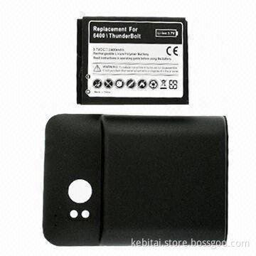 Extended Battery Pack with 2,400mAh Capacity and Black Cover, Suitable for HTC 6400/Thunder Bolt